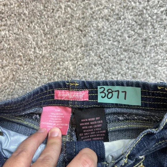 vtg y2k Baby Phat Jeans Girls 12M Dark Wash Denim Pants Gold Logo Stretch - Picture 8 of 11